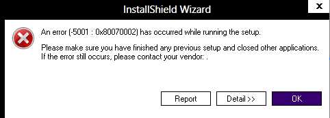 installshield wizard error 5001